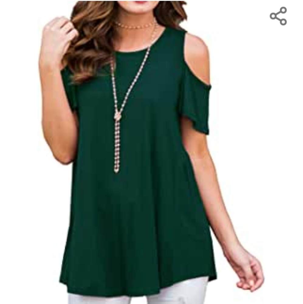Green cold shoulder tunic top